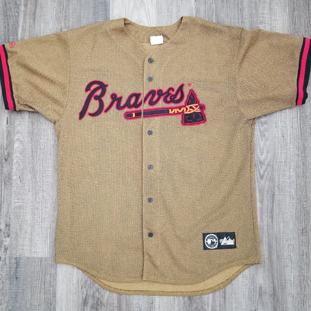 Atlanta Braves Vintage Majestic Baseball Jersey - Mustard Yellow ( Rare)